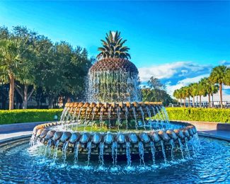 Charleston pineapple fountain diamond painting