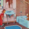 Children In Bathroom diamond paintings