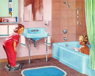 Children In Bathroom diamond painting