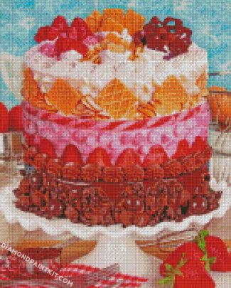 Chocolate And Fruits Cake diamond paintings