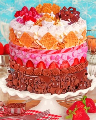 Chocolate And Fruits Cake diamond painting