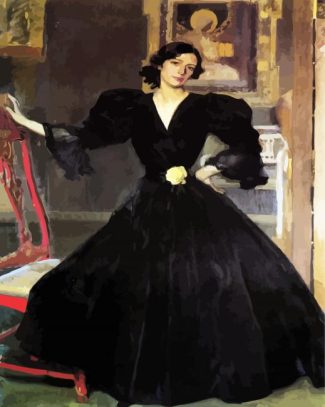 Clotilde In Black Dress Sorolla Art diamond painting