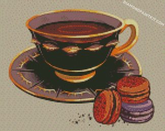 Coffee cup And Macarons diamond paintings