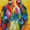 Colorful Basset dog diamond paintings