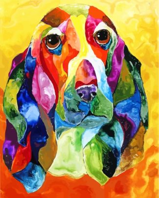 Colorful Basset dog diamond painting