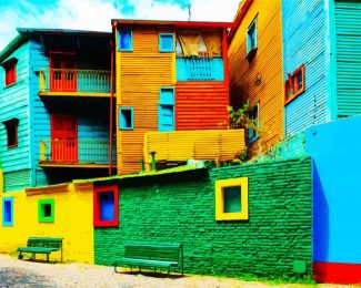 Colorful Buildings Caminito diamond painting