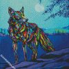 Colorful Coyote diamond painting