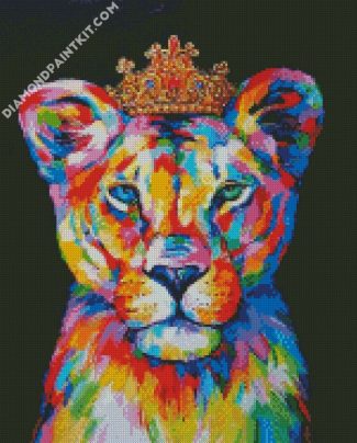 Colorful Queen Lioness diamond painting