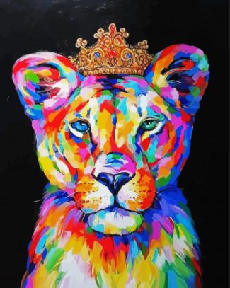 Colorful Queen Lioness diamond painting