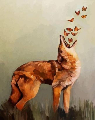 Coyote And Butterflies diamond painting