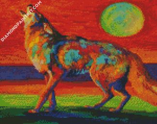 Coyote Howling diamond painting