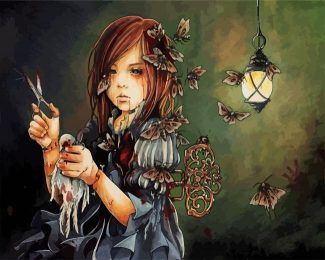 Creepy Doll And Butterflies diamond painting