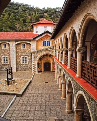 Cyprus kykkos monastery Buildings diamond painting