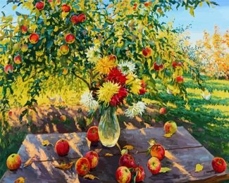 Dahlias And Apples diamond painting