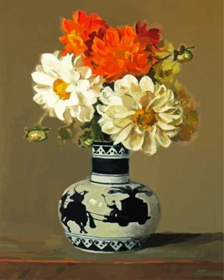 Dahlias Vase Still Life diamond painting