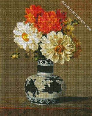 Dahlias Vase Still Life diamond painting