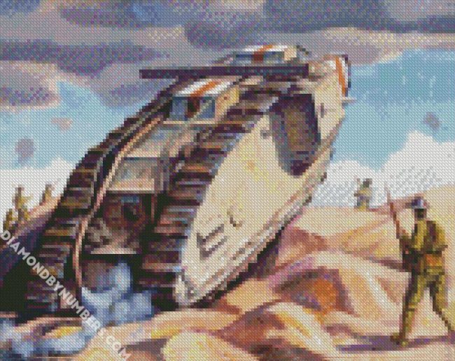 Damaged Military Tank diamond painting