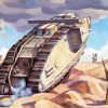 Damaged Military Tank diamond painting