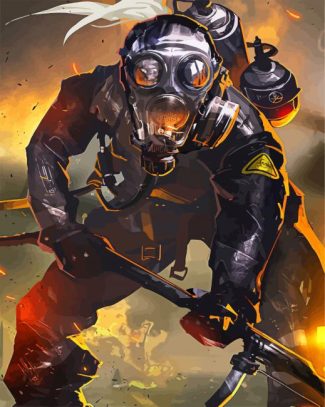 Firefighter With Gas Mask diamond painting