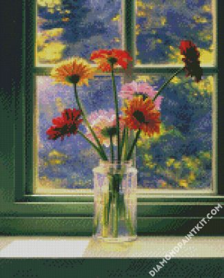 Flowers On Window diamond painting