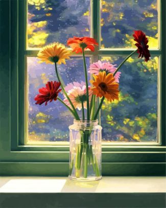 Flowers On Window diamond painting