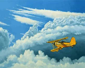 Flying Biplane diamond painting