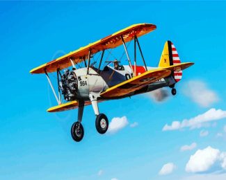 Flying Grey Biplane diamond painting