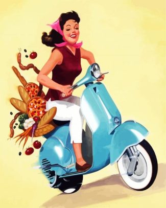 Girl Riding Scooter diamond painting