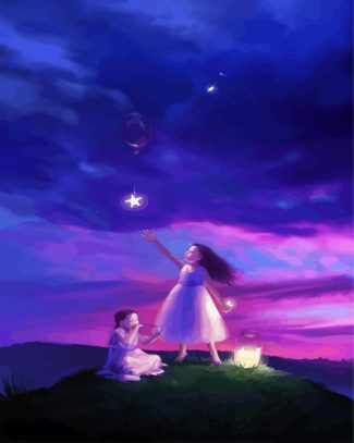 Girls Catching Stars diamond painting