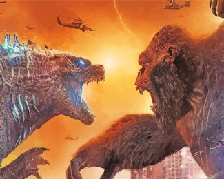 Godzilla And Gorilla diamond painting