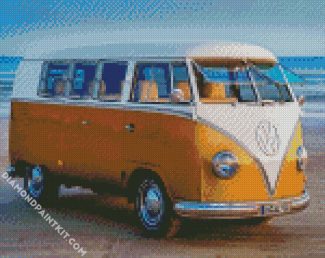 Gold Kombi Volkswagen diamond painting