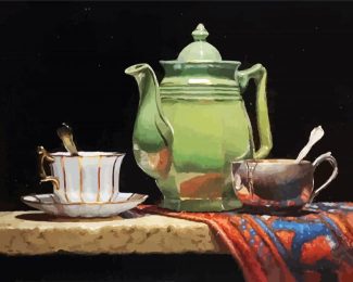 Green Teapot diamond painting