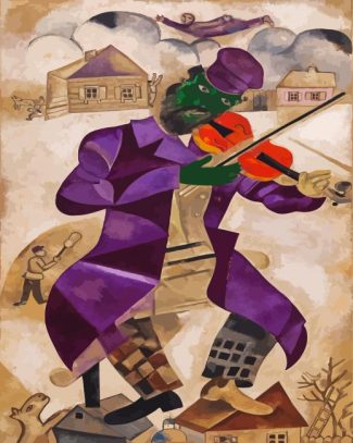 Green Violinist By Chagall diamond painting