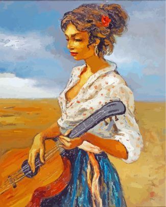 Guitarist Girl Art diamond painting