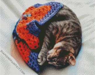 Cat With A Blanket diamond painting