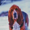 Cute Bloodhound In Snow diamond painting