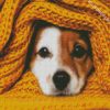 Cute Dog With Yellow Blanket diamond painting