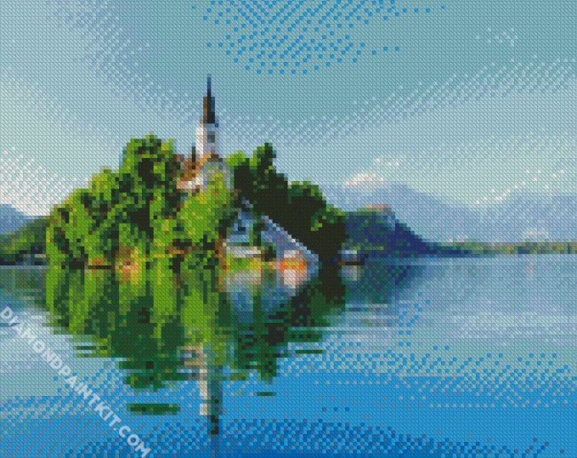 Lake Bled Castle In Slovenia diamond painting