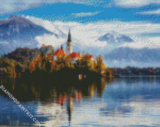 Lake Bled In Fall diamond painting