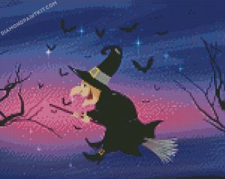 Hallowen Witch Flying diamond paintings