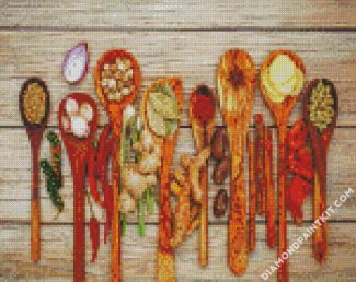 Herbs In Wooden Spoons diamond painting