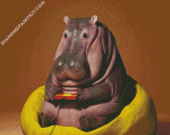 Hippo Gamer diamond painting