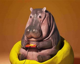 Hippo Gamer diamond painting