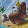 Hippopotamus In Beach diamond painting