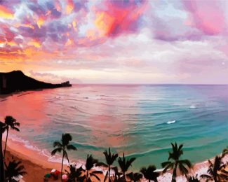 Honolulu Island At Sunset diamond painting