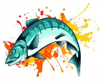 Illustration Salmon Fish diamond painting