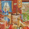 Kids And Grandma In Kitchen diamond paintings