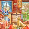 Kids And Grandma In Kitchen diamond painting