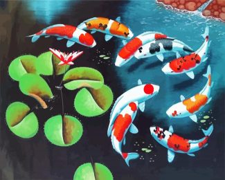 Koi Fish Pond diamond painting