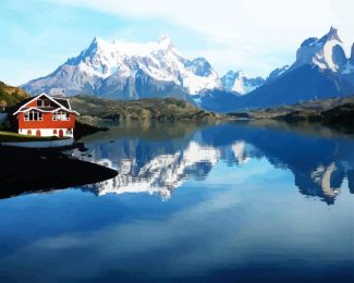 Lake Pehoé In Chile diamond painting